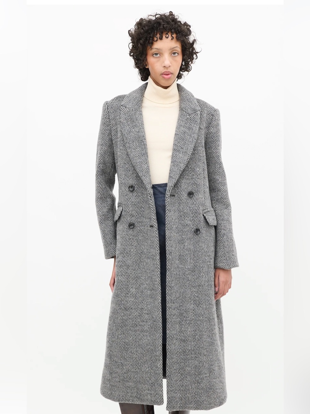 Reformation wool herringbone coat